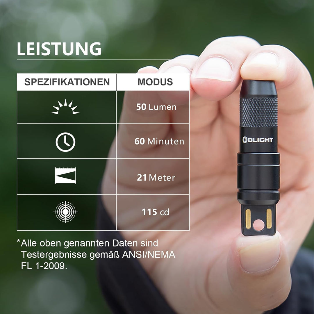 OLIGHT iMini 2 Mini LED USB-Aufladbare Taschenlampe Schlüsselhänger mit magnetischen Basis, 50LM 19,
