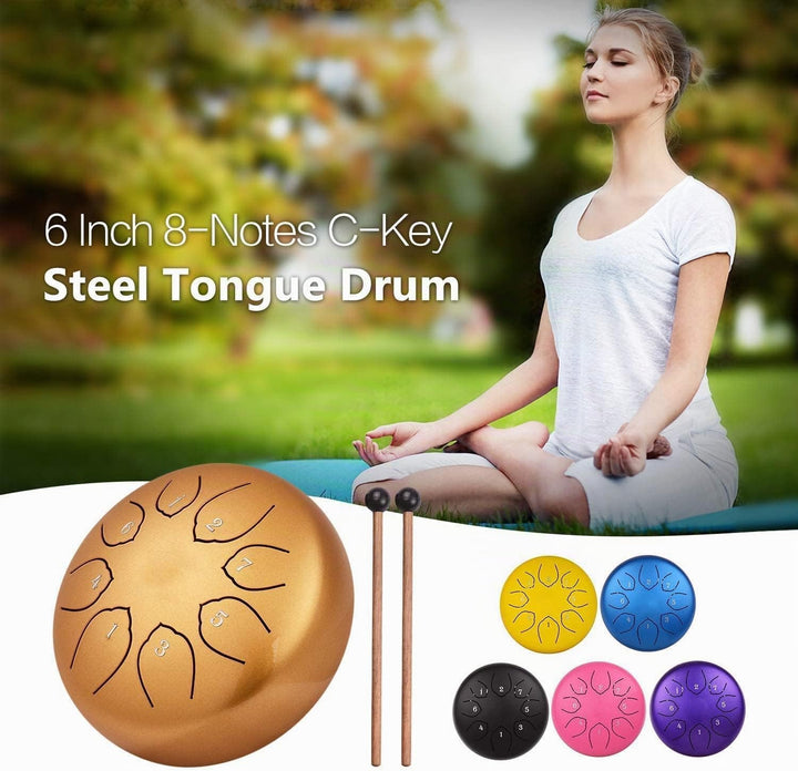 Musfunny Steel Tongue Drum Zungentrommel : 6 Zoll 8 Noten C-Dur Handpan Instrument - Stahlzungentrom