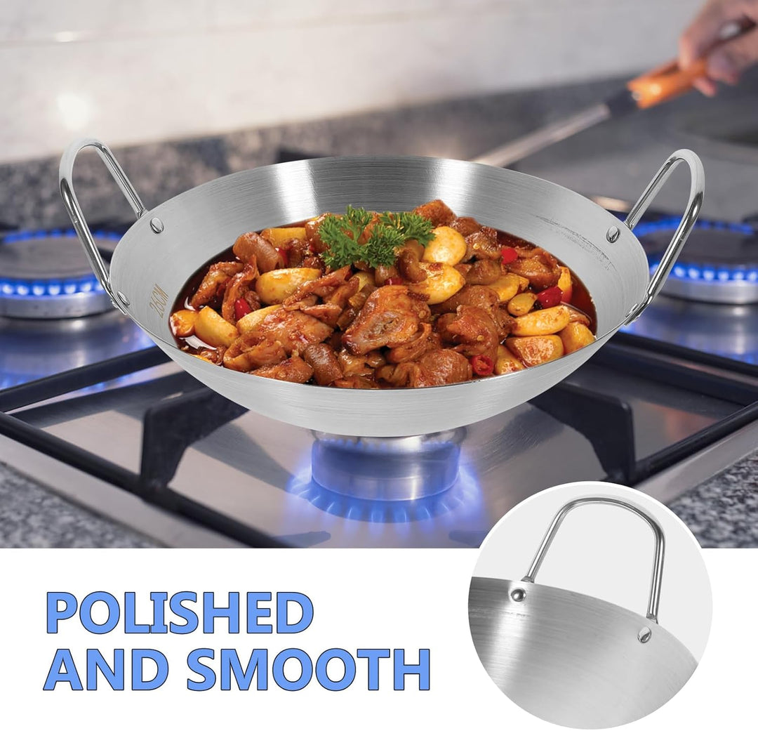 BESTonZON Edelstahl-wok Wokpfanne Aus Gusseisen Topf Mit Griffen Topf Aus Edelstahl Wok-topf Grillen