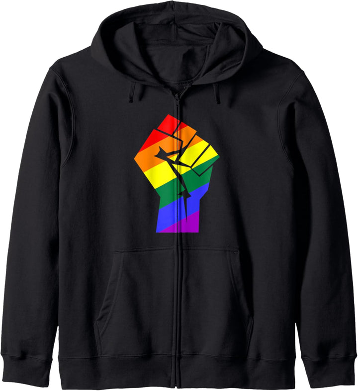 Gay Pride LGBTQ Regenbogen Faust Christopher Street Day CSD Kapuzenjacke