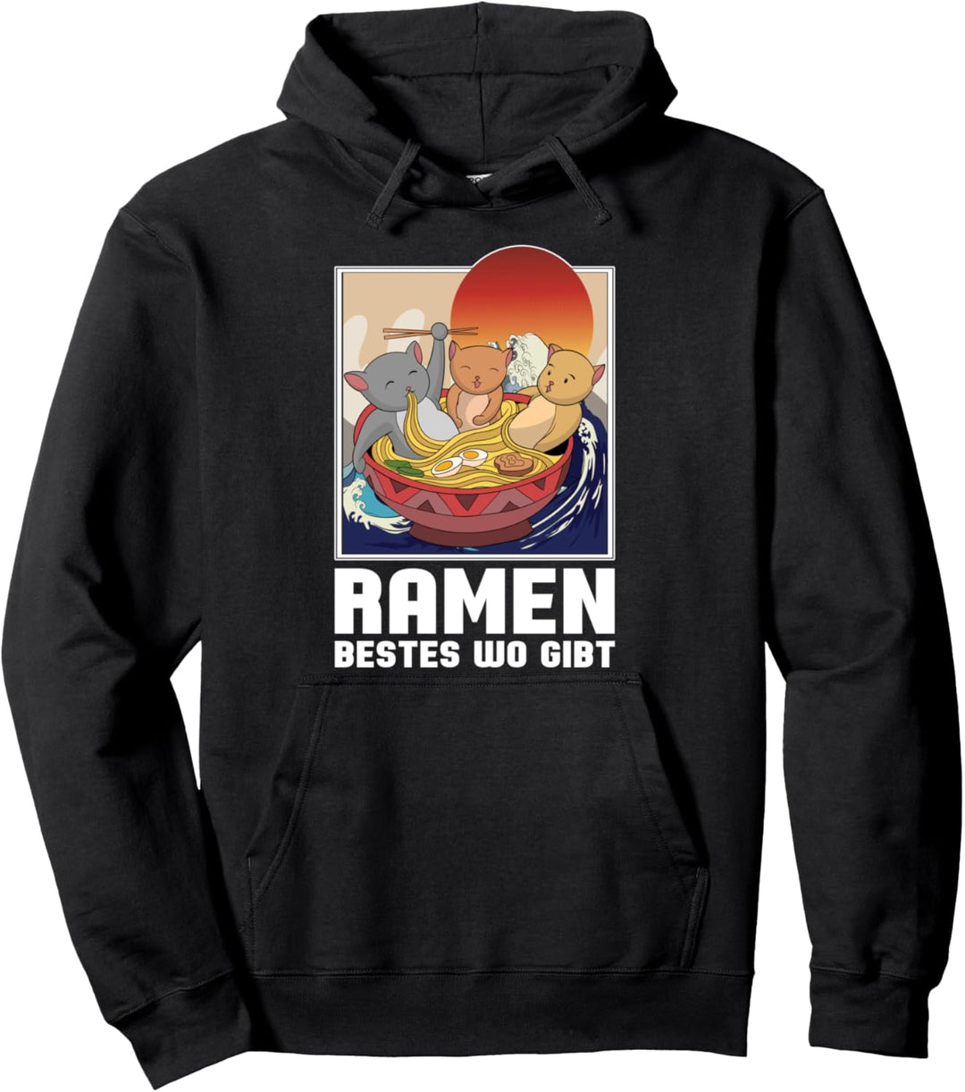 Anime Kawaii Katze Asiatische Ramen Nudeln Lustiges Ramen Pullover Hoodie