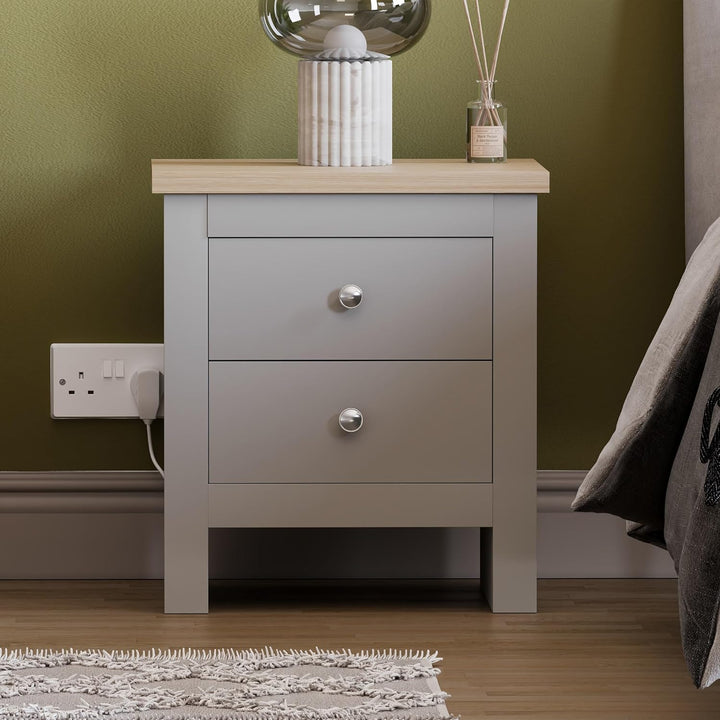 Vida Designs Nachttische, MDF, Spanplatte und Melaminfurnier, Grau, Standard, Grau