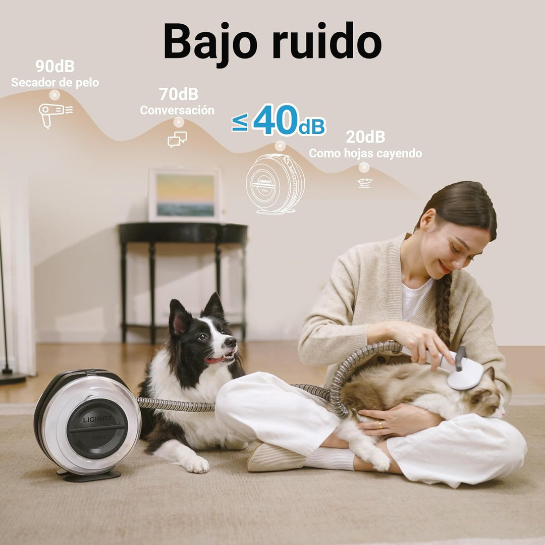 T10 Pro Kabelloser Hundestaubsauger, 7-in-1 Multifunktions-Pflegeset mit Haarschneider, Krallenschle