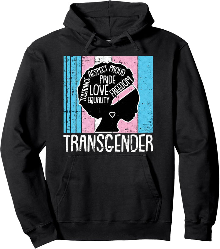 Transgender Pride LGBTQ Proud Ally Retro Inspirational Woman Pullover Hoodie