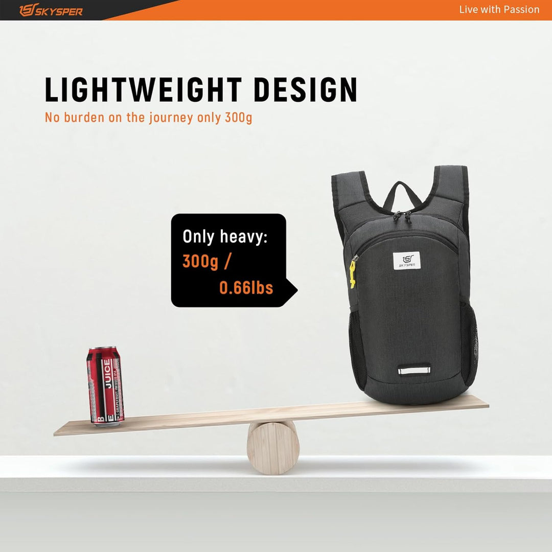 SKYSPER Faltbarer Rucksack 10L Klein Ultraleicht Tagesrucksäcke Wanderrucksack Reisenrucksack Trekki