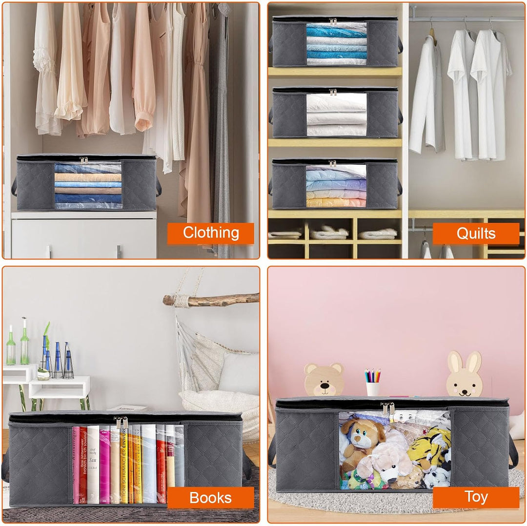 Withosent 6 Stück 35L Aufbewahrungstasche Schrank Organizer Set, Faltbare Kleideraufbewahrung mit Ve