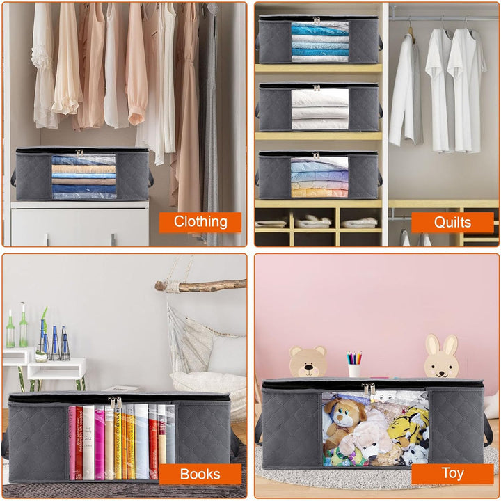 Withosent 6 Stück 35L Aufbewahrungstasche Schrank Organizer Set, Faltbare Kleideraufbewahrung mit Ve