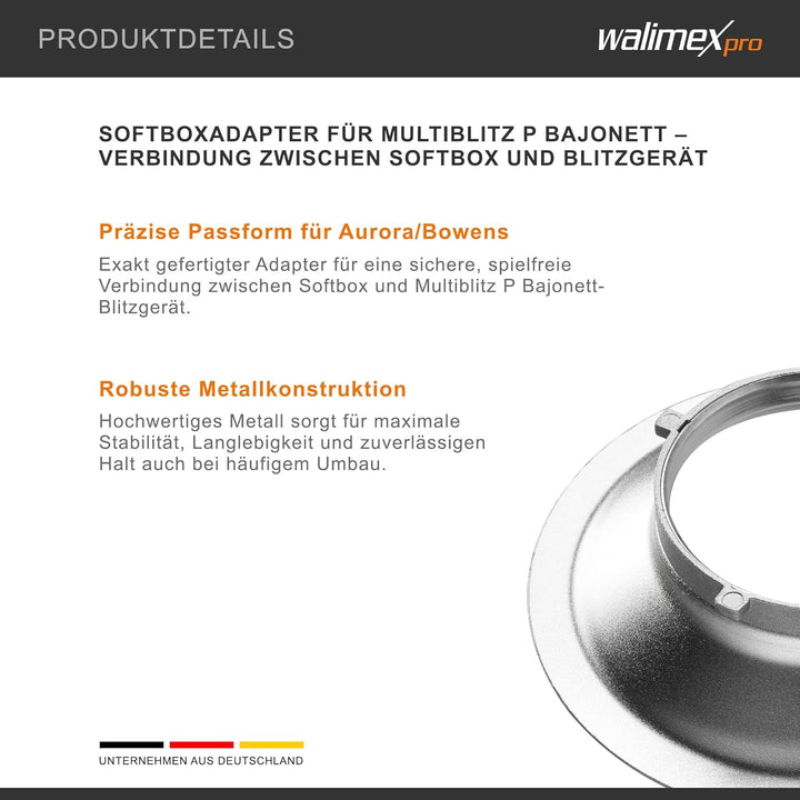 Walimex Softboxadapter für Multiblitz P-Bajonett, Multiblitz P-Bajonett