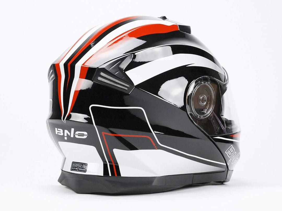 BNO Flip-2 Flup Up Helm Klapphelm Madular Helm (M, Rot Schwarz) M Rot Schwarz, M Rot Schwarz
