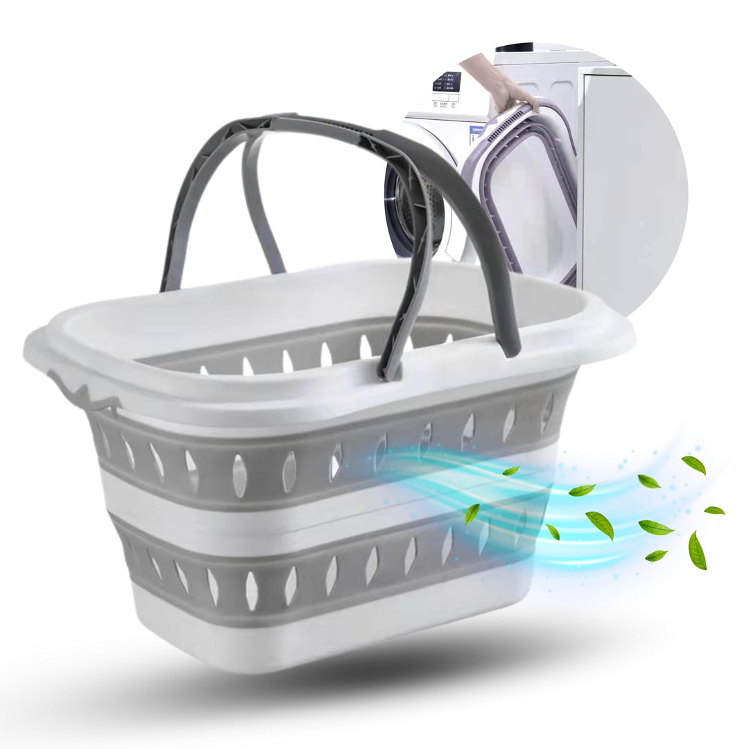 Suleno® Faltbarer Korb mit Griff 28L - Wäschekorb faltbar - Platzsparender Aufbewahrungsbehälter - E