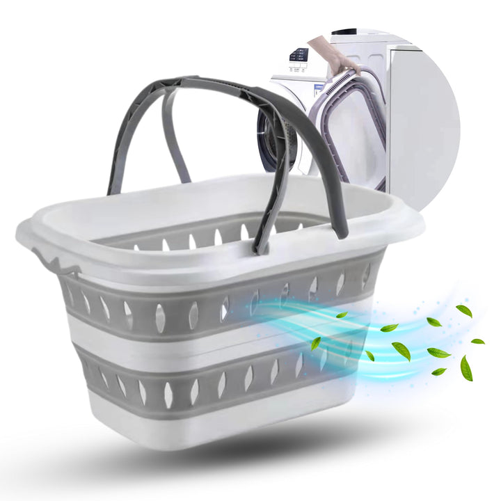 Suleno® Faltbarer Korb mit Griff 28L - Wäschekorb faltbar - Platzsparender Aufbewahrungsbehälter - E