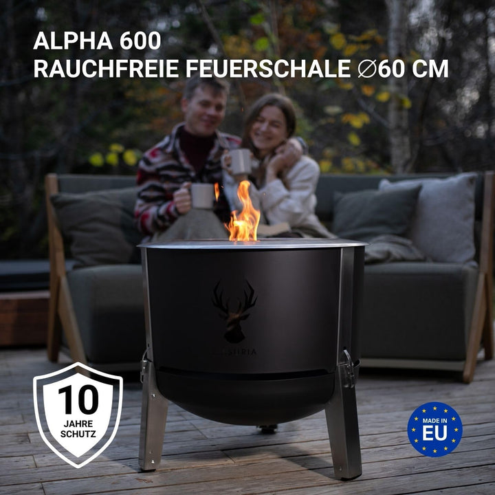 Masuria Rauchfreie Feuerschale 60cm⌀ Alpha 600 - Patentierte Rauchreduzierung bis zu 95% - Hergestel