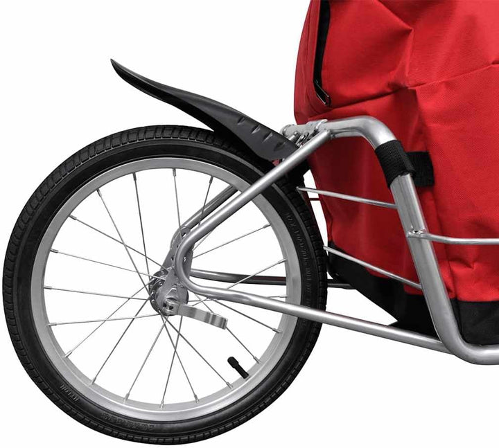 Fahrradanhänger Einrad mit Tasche aus Stahl, 40 kg Traglast, 600D Oxford Transporttasche rot schwarz