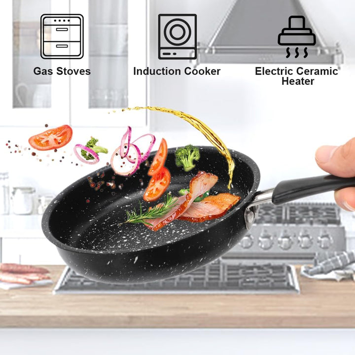 RANJIMA Mini Pfanne, Ø 16cm Klein Pfanne Antihaft Induktionspfanne mit Hitzebeständig Griff, Antihaf