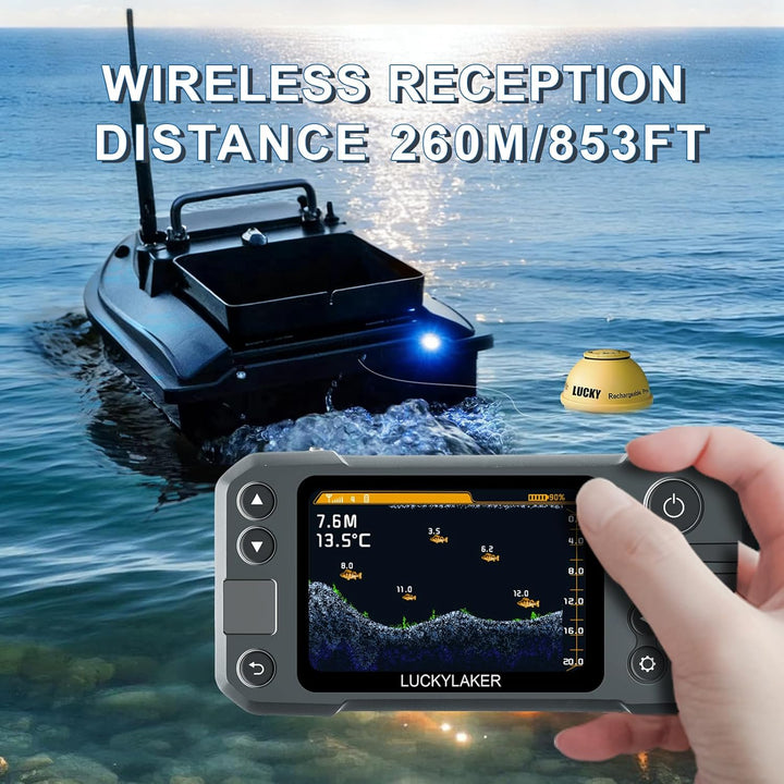 LUCKY Kajak Tragbarer Fischfinder Wandler Kabelloser Sonar Fischfinder Boot Wiederaufladbar Handheld