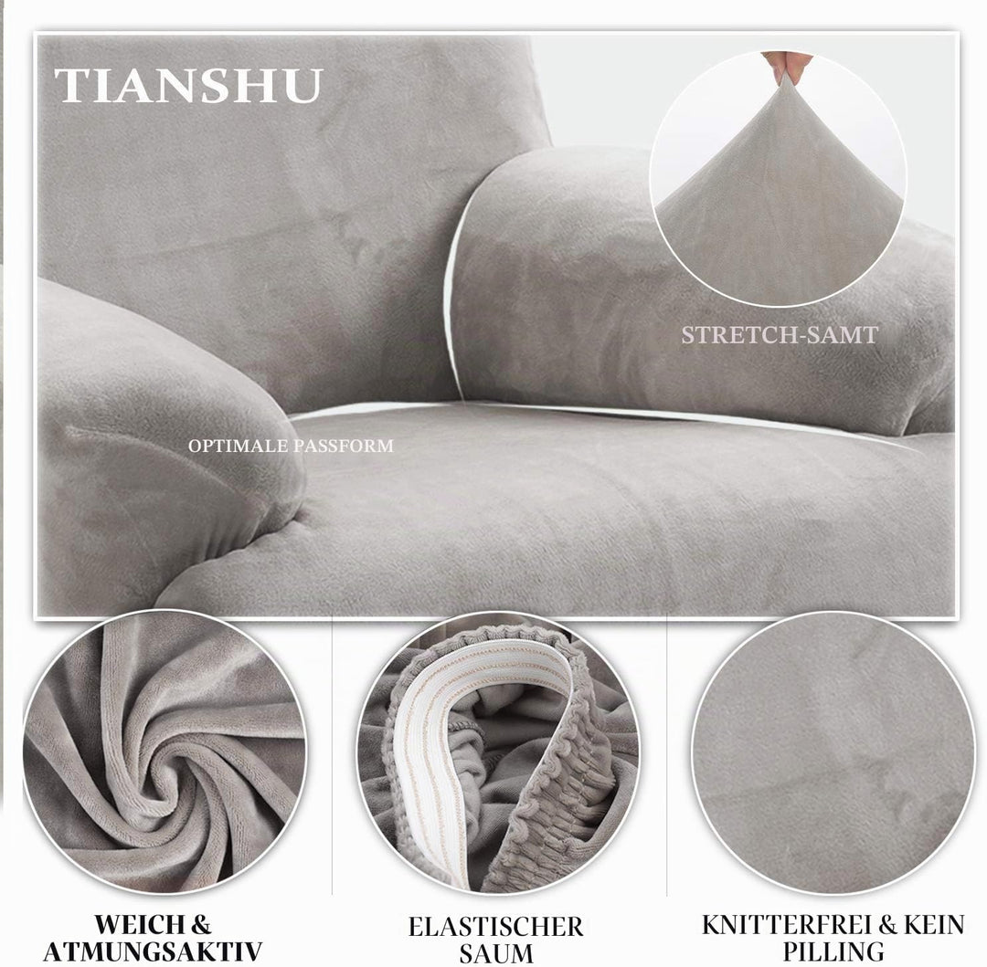 TIANSHU Samt Ruhesessel bezüge, Stretch Sesselschoner Elastisch Plush Couchbezug stilvolle Luxus-Möb