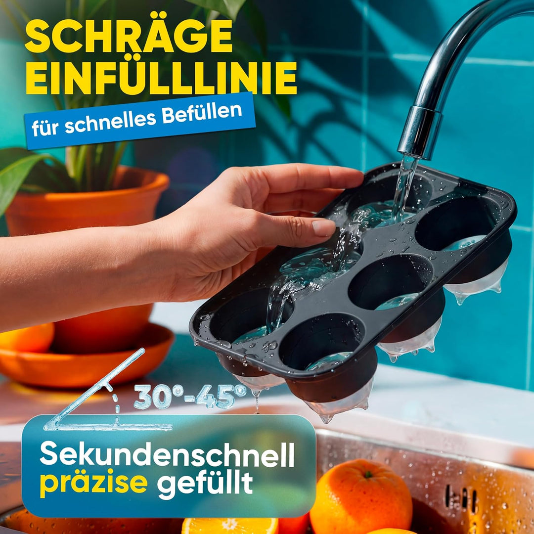 Neighbour's Friend Patentierte Eiskugelform XXL Platinum - Grosse Eiswürfelform rund Platinsilikon f
