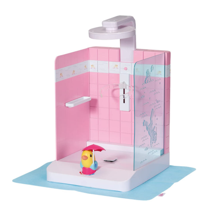BABY born Walk In Shower, begehbare Puppendusche mit echtem Wasser und höhenverstellbarem Duschkopf,