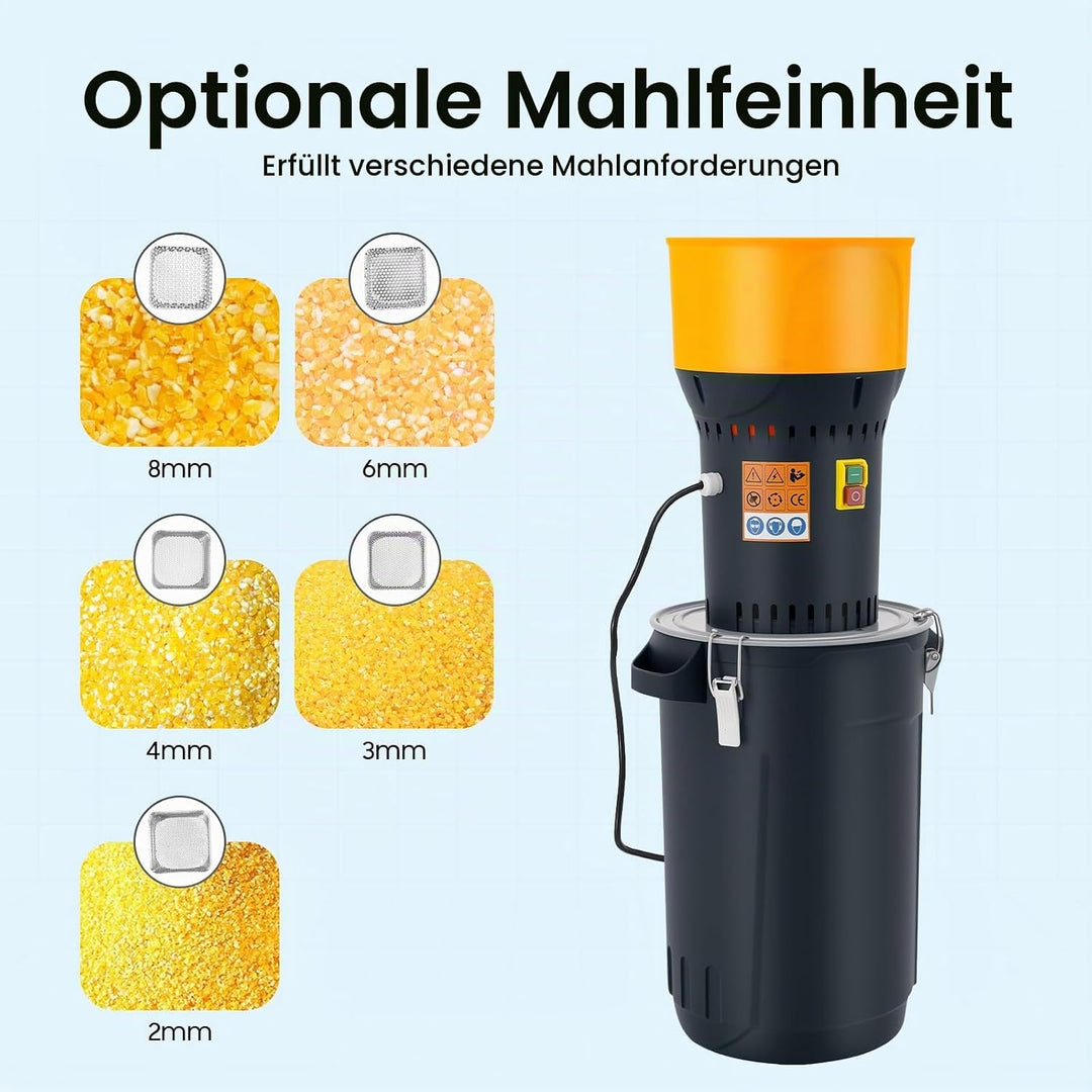 1000W Elektrische Getreidemühle,elektrischer Maismühle Trockene,mit Tragegriff,mit 5 Siebe,Füllmenge