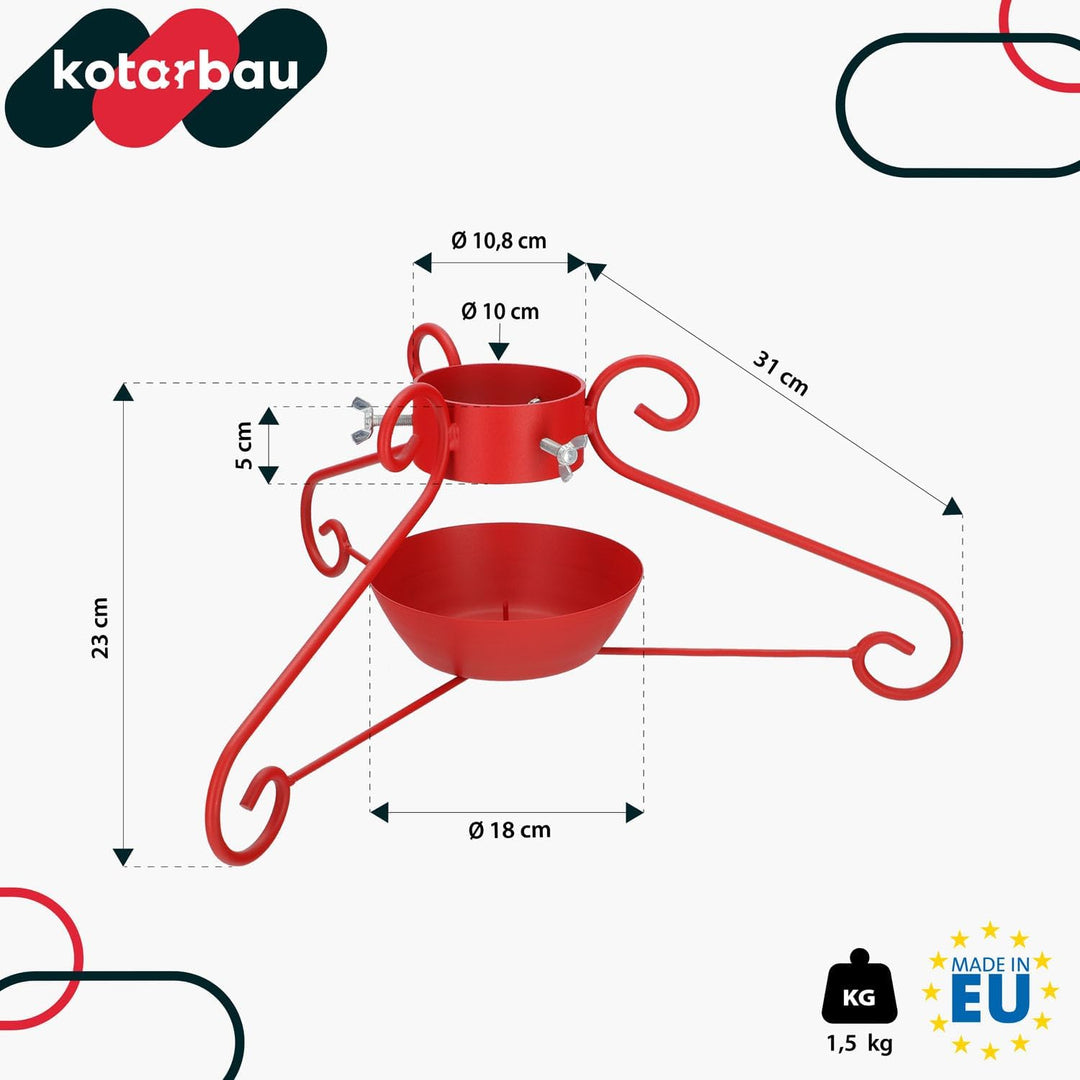 KOTARBAU® Weihnachtsbaumständer mit Wassertank Rot dekorative Christbaumständer Tannenbaumständer mi