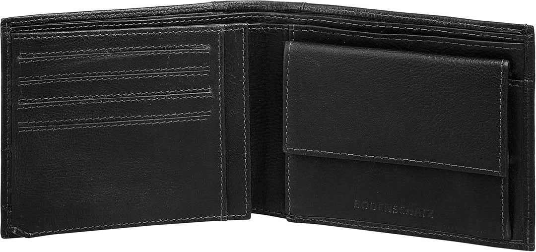 BODENSCHATZ Geldbörse Echt Leder schwarz Herren - 020188, Schwarz