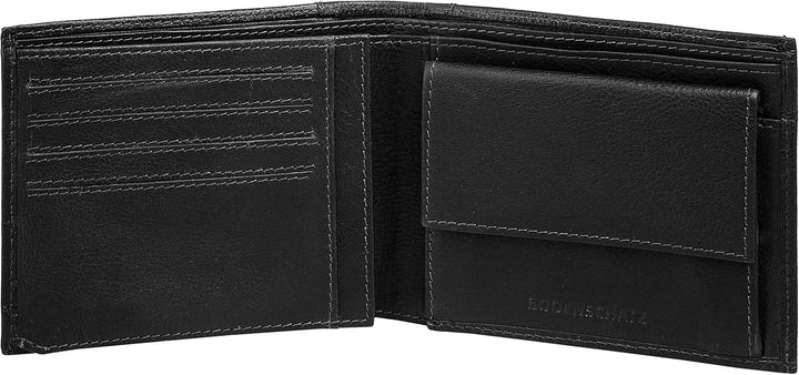 BODENSCHATZ Geldbörse Echt Leder schwarz Herren - 020188, Schwarz