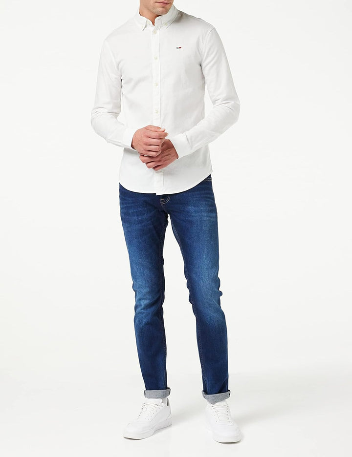 Tommy Hilfiger Herren TJM Slim Stretch Oxford T-Shirt XS Weiss, XS Weiss