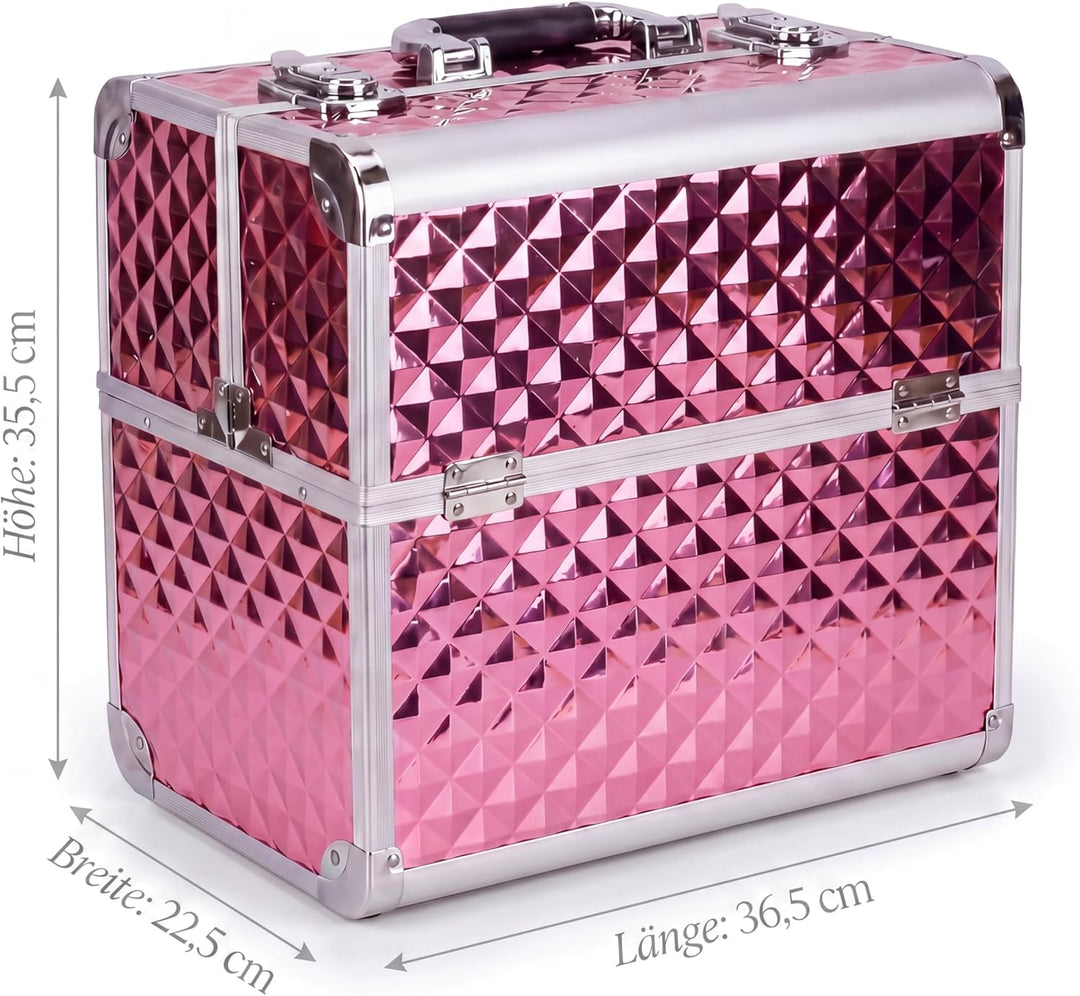 N&BF Kosmetikkoffer Gross Rosé Diamond | Abschliessbarer Schminkkoffer & Beautycase aus Aluminium |