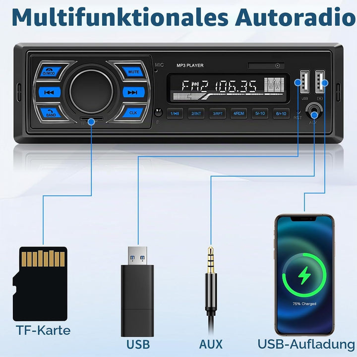 DAB/DAB+ 1Din Autoradio Bluetooth Freisprecheinrichtung, Hikity Auto MP3 Player Unterstützung für da