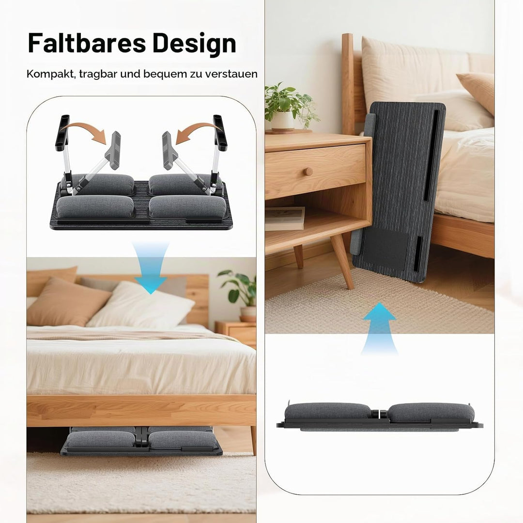 Laptoptisch für Bett 60 * 40cm, Betttisch Klappbar Höhenverstellbar und Winkelverstellbar, rutschfes