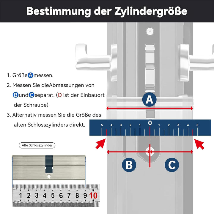 MANICAF Schliesszylinder 45/45 Zylinderschloss mit 5 Schlüssel, Profilzylinder, Türzylinder Beidseit