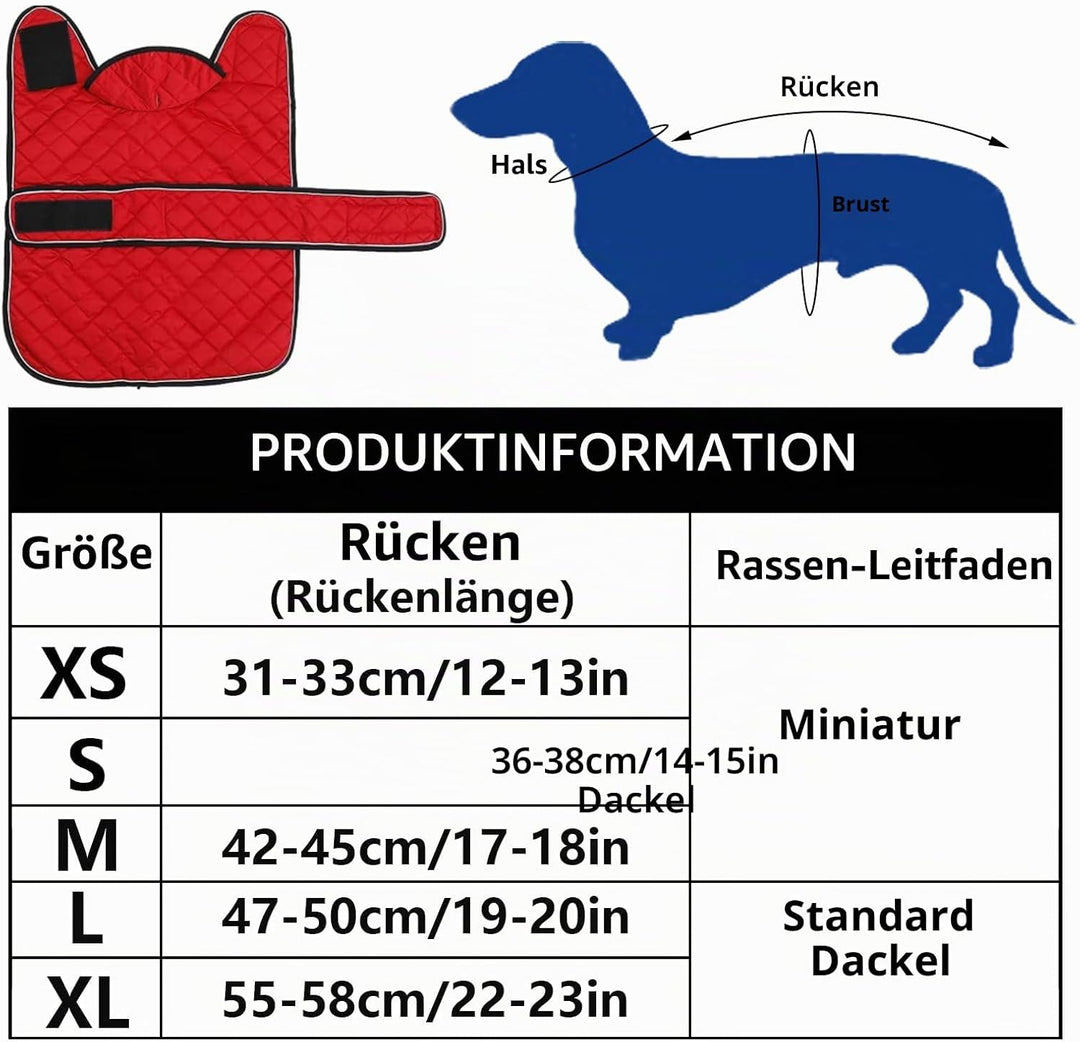 Geyecete - Warmer wintermantel für dackel Hunde,Hunde Winterjacken mit plüschfutter,Outdoor jacken m