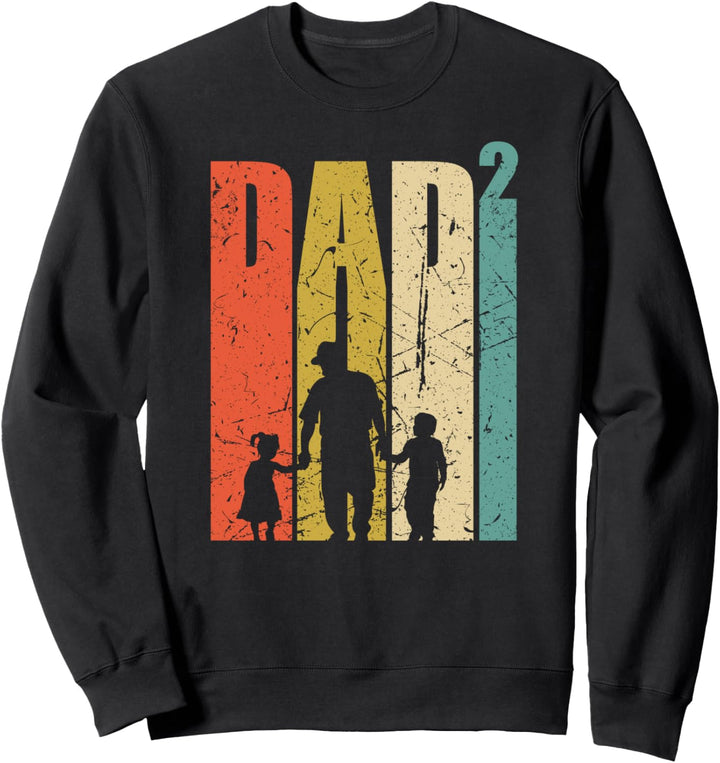 Dad hoch 2 Vater mit 2 Kindern Retro zweifacher Papa Sweatshirt
