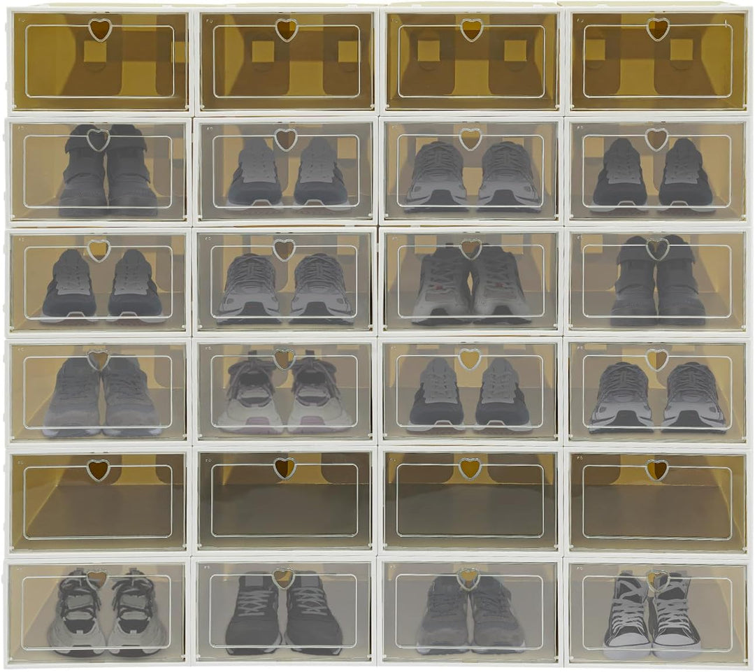 Schuhboxen Stapelbar, Schuhkarton Schuhregal Mit Türen 33 X 23 X 14 Cm 24 Stück In Einem Set Stapelb