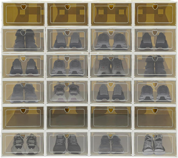 Schuhboxen Stapelbar, Schuhkarton Schuhregal Mit Türen 33 X 23 X 14 Cm 24 Stück In Einem Set Stapelb