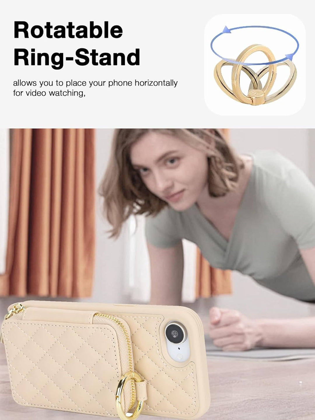 ELTEKER Handyhülle für iPhone 16e Hülle mit Band Verstellbarem Schultergurt, Reissverschluss Geldbör