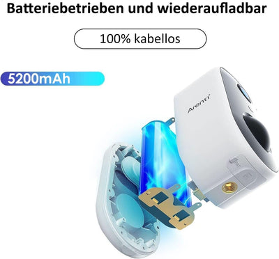ARENTI Kabellose Sicherheitskamera Aussen, 1080P 2,4G WLAN Akku Überwachungskamera Aussen, IP Kamera
