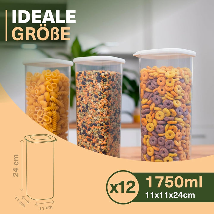Viwares luftdichte Vorratsdosen mit Deckel | 12er Vorratsbehälter Set | BPA-FREI | Zur Müsli Mehl un