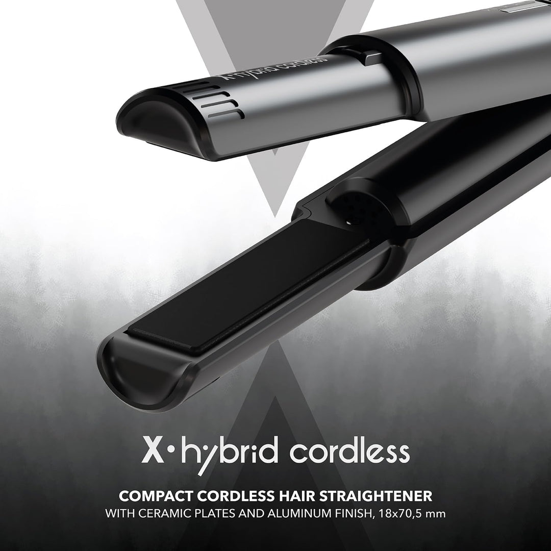 Gamma+ X-Hybrid Kabelloses Glätteisen für Reisen | Mini Haarglätter 2-in-1 für Glattes und Lockiges