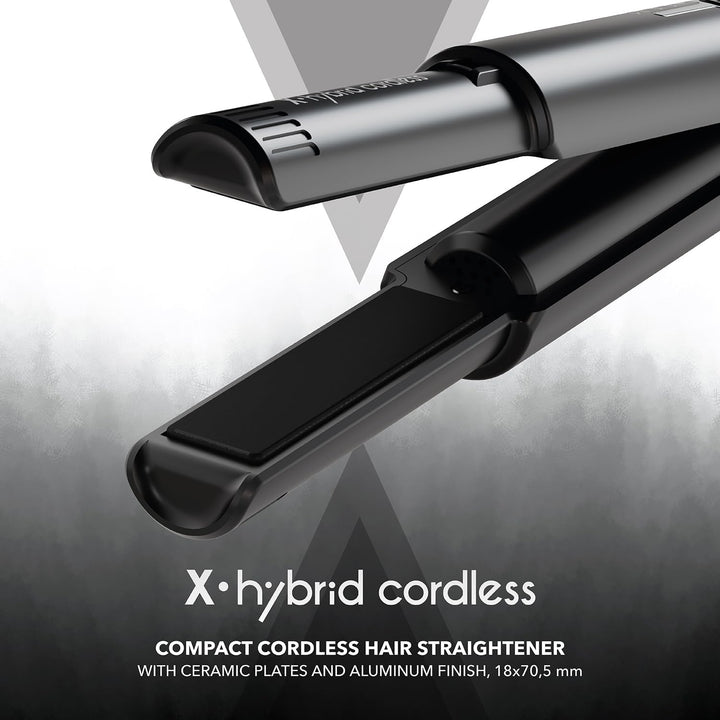 Gamma+ X-Hybrid Kabelloses Glätteisen für Reisen | Mini Haarglätter 2-in-1 für Glattes und Lockiges