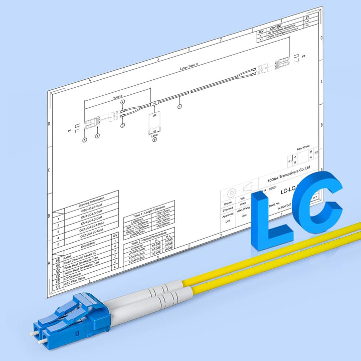 10Gtek [4 Stück] LC zu LC OS2 Singlemode Duplex 0.2-Meter, LWL Glasfaser Patchkabel Fibre Optic Patc