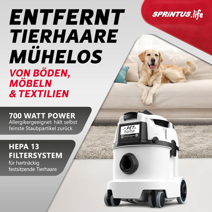 Sprintus® Tierhaar Staubsauger PET&Home I Leiser Staubsauger mit Hepa-Filter-System - Ideal für Alle