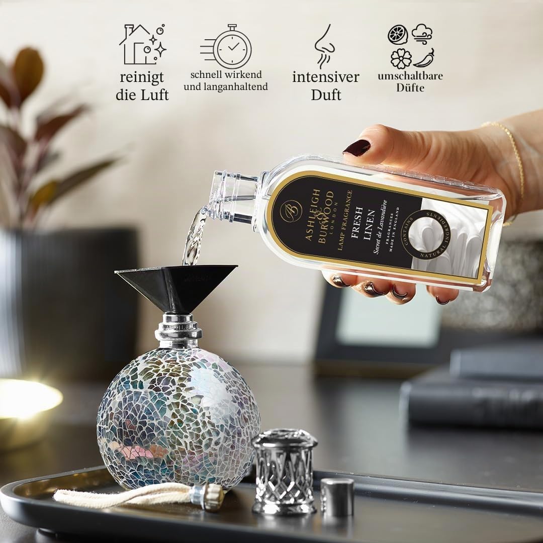 Geschenkset Duftlampe klein Asleigh &amp; Burwood PFL637 Fairy Ball und Duft 250ml PFL960 Leinen Fresco