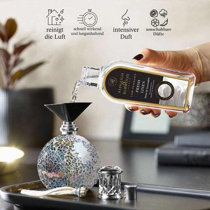 Geschenkset Duftlampe klein Asleigh &amp; Burwood PFL637 Fairy Ball und Duft 250ml PFL960 Leinen Fresco
