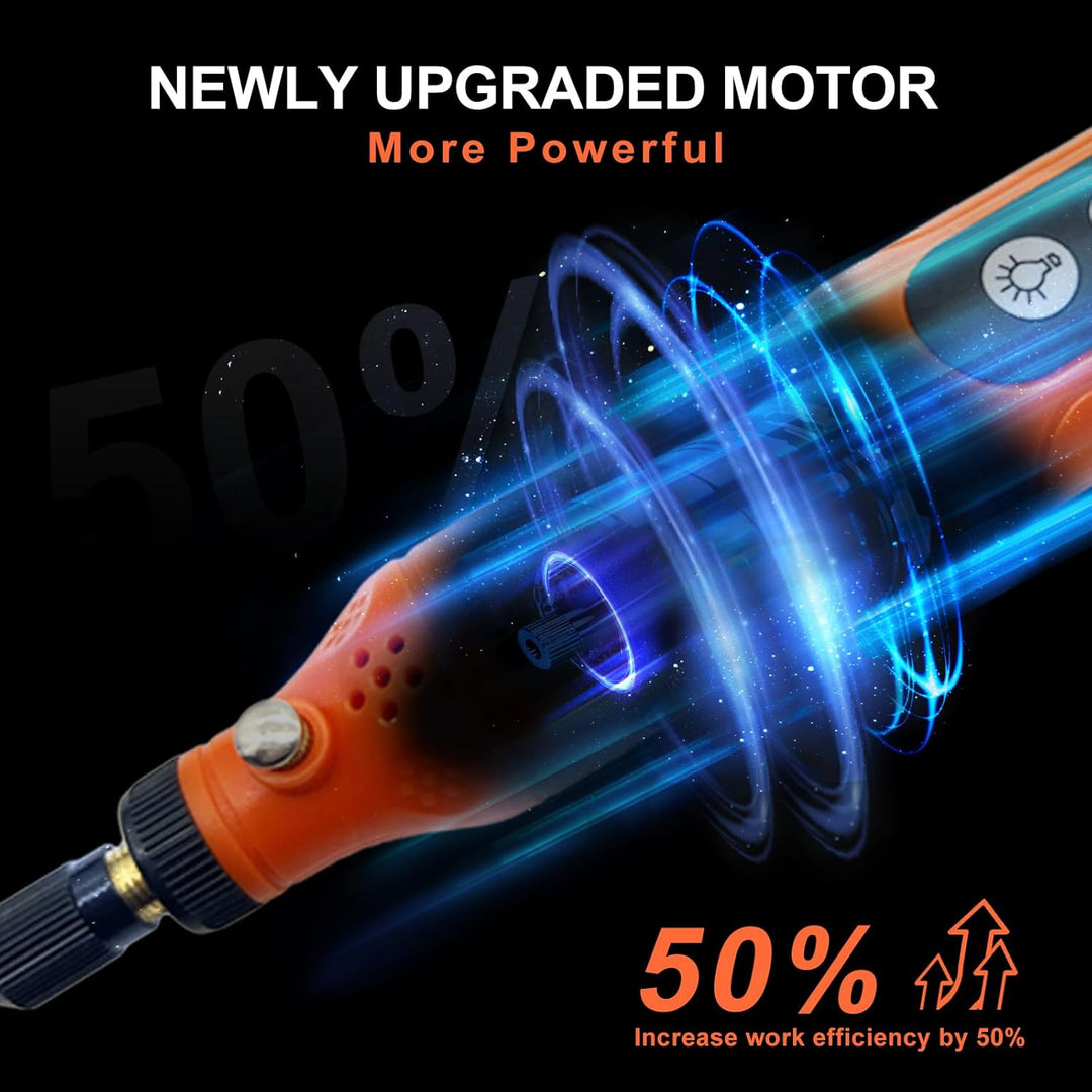 CHOKMAX Akku Multifunktionswerkzeug, 5-Gang-Schleifer-Kit mit 72 Zubehörteilen und Front-LED-Licht,