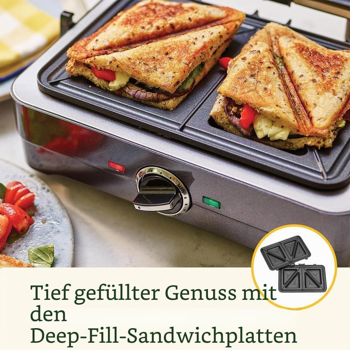 Cuisinart GRSM4U 2-in-1 Grill- und Sandwich-Maker, antihaftbeschichtet, abnehmbare Platten, Mitterna