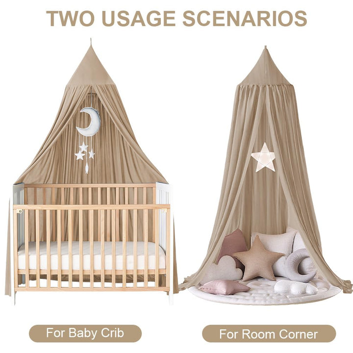 Betthimmel Babybett aus 100% Baumwolle Handmade, Betthimmel Moskitonetz 245x270 cm, Beige, Beige