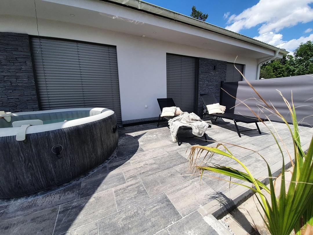 Sonnenliege Gartenliege mit Rollen Aluminium Textilbespannung Schwarz Portofino