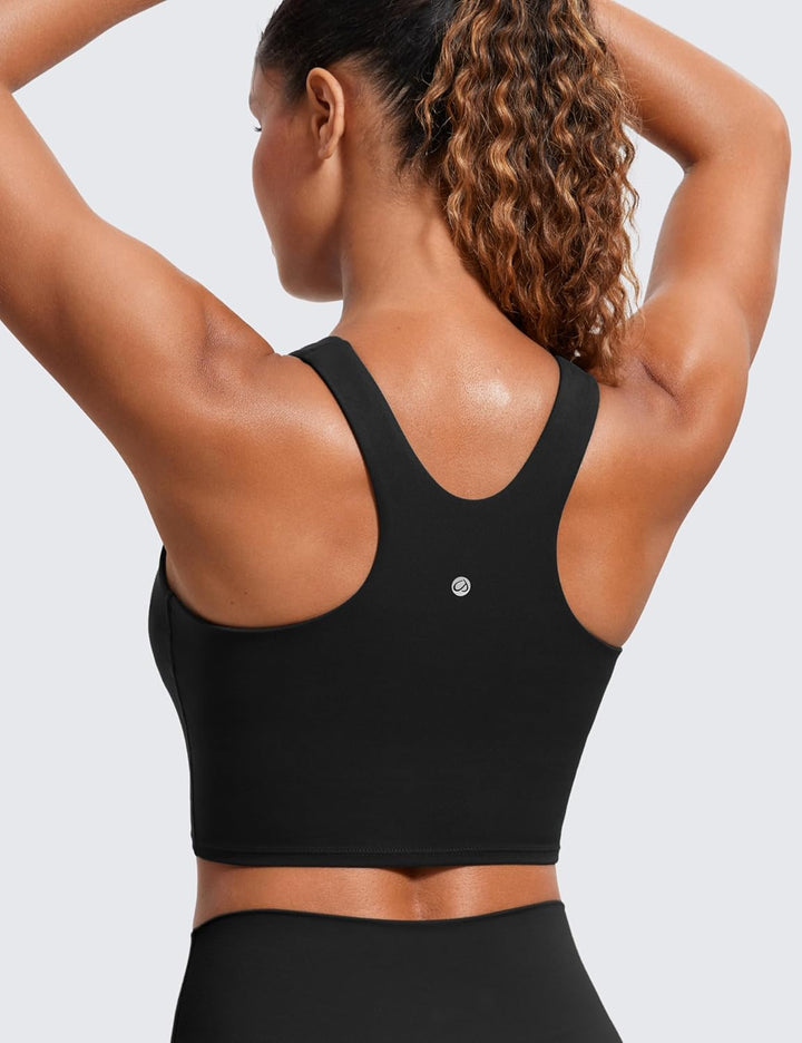 CRZ YOGA Damen Butterluxe Racerback Sport BH Gepolstert Ohne Bügel Crop Tops Longline Yoga Tank Top