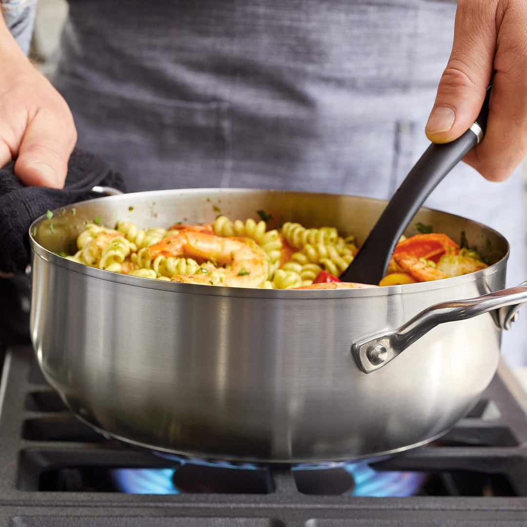 KitchenAid 71011 3-Ply Base Bratentopf aus gebürstetem Edelstahl mit Deckel Kasserolle (4 Quart), Ka